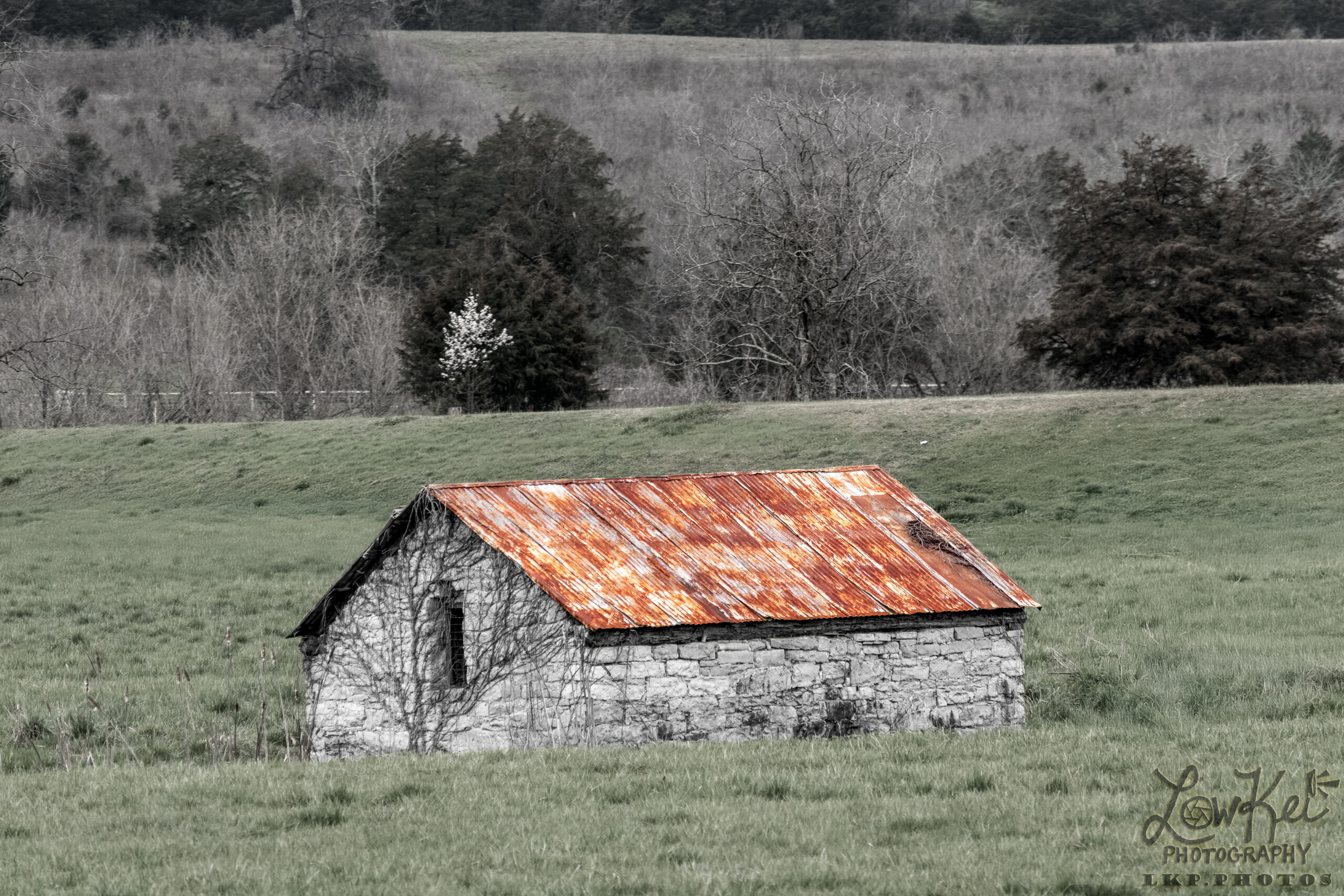 Brick Shed with Rusted Metal Roof
